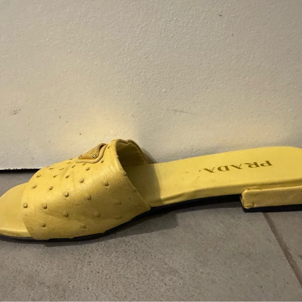 Prada Women's Yellow Slide Sandals - Picture 4 of 5